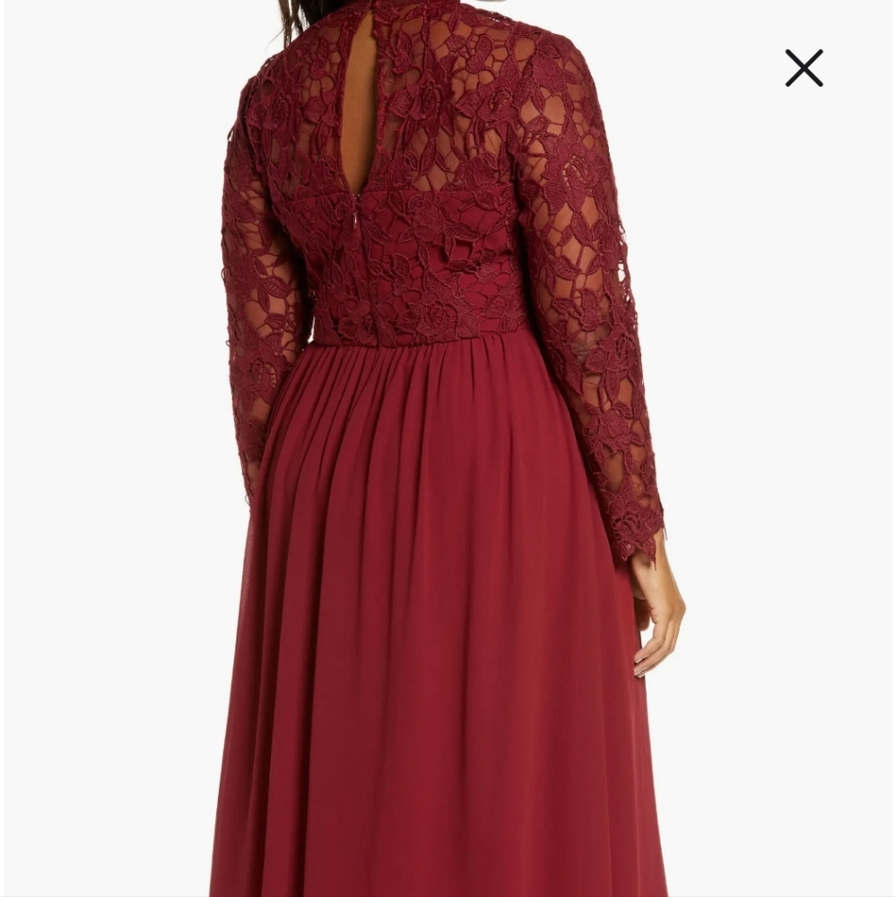 Chi Chi London Deep Red Lace Long Sleeve Dress - Picture 16 of 16